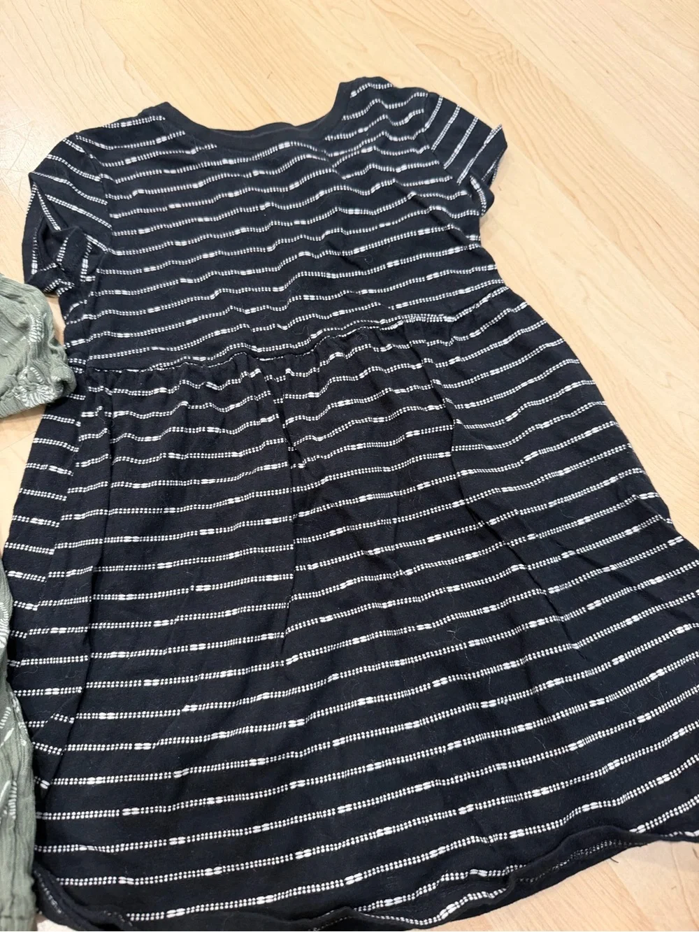 Old Navy Olive Green Zebra Print Long Sleeve Kids Dress and black short sleeve